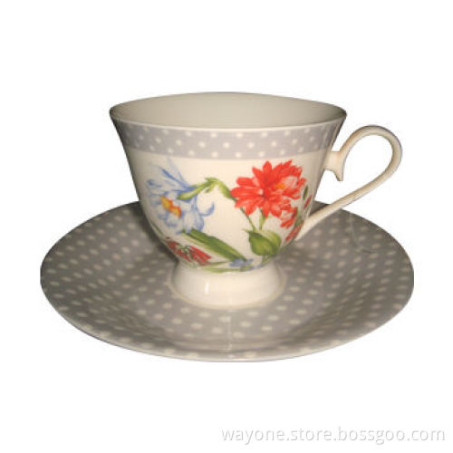 220cc Tea Cup and Saucer in Printing Gift Box, Ideal for Gift and Promotions